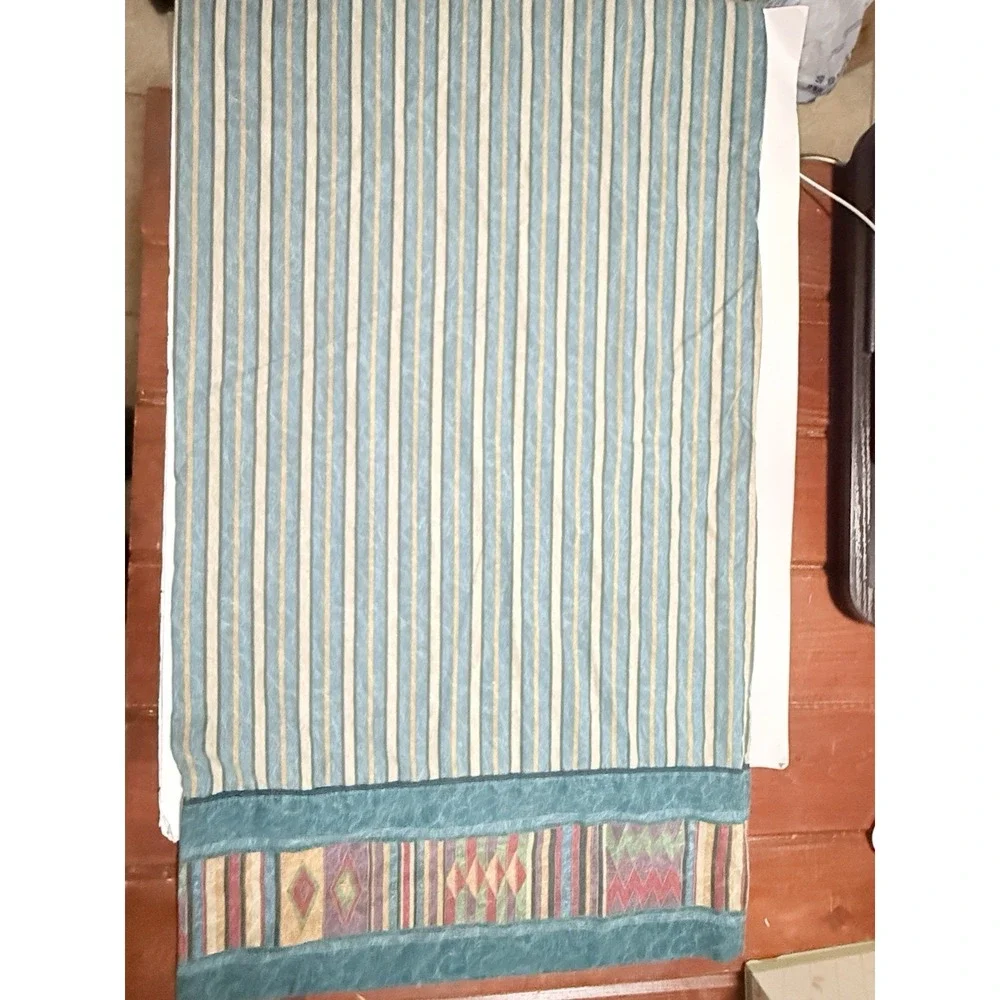 JCPenney Sheet Set Southwestern KING Vtg Teal Marble Stripes Geometric Tribal